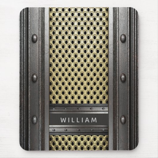 鉄の金属の荒い産業労働者の男性 マウスパッド (正面)