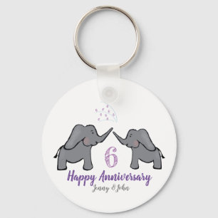鉄の6周年結婚象カップルの贈り物 キーホルダー
