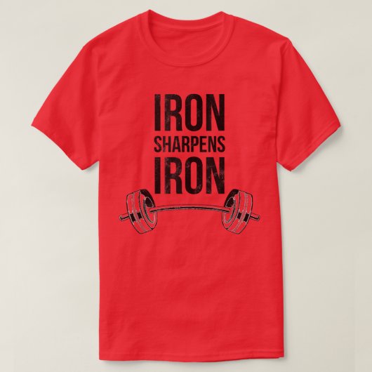 鉄は鉄の諺を重み付け信仰を高めるBi Tシャツ (デザイン正面)