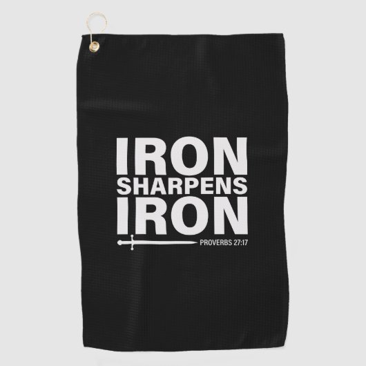 鉄は鉄を研ぐ ブラック ゴルフタオル (正面)