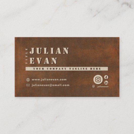 鉄ス素朴テンはっきりしたシルメタルタイポグラフィ 名刺 (正面)