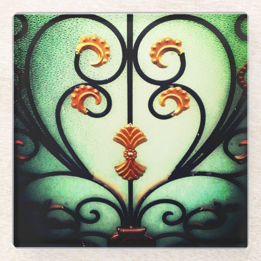 鉄ハート ガラスコースター (正面)