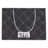 鉄パーソナライズされた金属ダイヤモンドパターン ラージペーパーバッグ (正面)