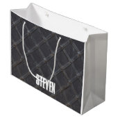 鉄パーソナライズされた金属ダイヤモンドパターン ラージペーパーバッグ (正面アングル)