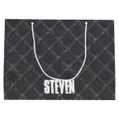 鉄パーソナライズされた金属ダイヤモンドパターン ラージペーパーバッグ (裏面)