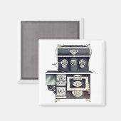 鉄ビクトリアン製のストーブを黒と銀で鋳造 マグネット (正面/裏面)