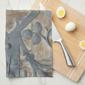 鉄中世の木製扉の錠 キッチンタオル (四つ折り)