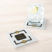 鉄保管とガス灯「Calm & Steam On」 ガラスコースター (アングル)