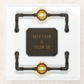 鉄保管とガス灯「Calm & Steam On」 ガラスコースター (正面)