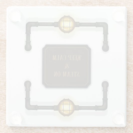 鉄保管とガス灯「Calm & Steam On」 ガラスコースター (裏面)