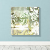 鉄工ゲート付き緑の蝶インセット キャンバスプリント (インサイチュ (ウッドフロア))