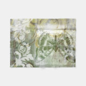 鉄工ゲート付き緑の蝶インセット フリースブランケット (正面(横))