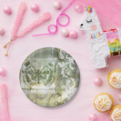 鉄工ゲート付き緑の蝶インセット ペーパープレート (パーティー)