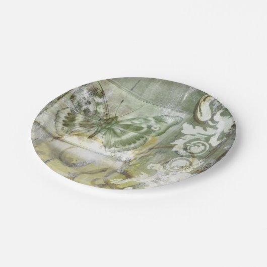 鉄工ゲート付き緑の蝶インセット ペーパープレート (アングル)