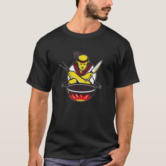 鉄板焼きニンジャシェフサムライアジア料理ラブ Tシャツ (正面)