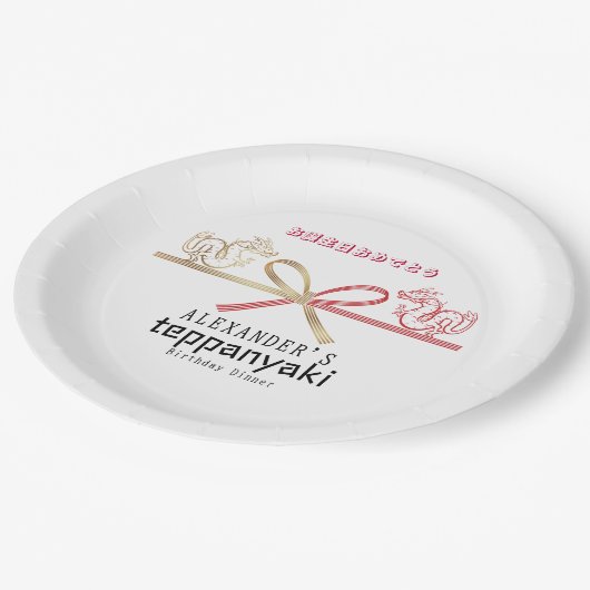 鉄板焼日本のステーキハウスドラゴン誕生日 ペーパープレート (アングル)