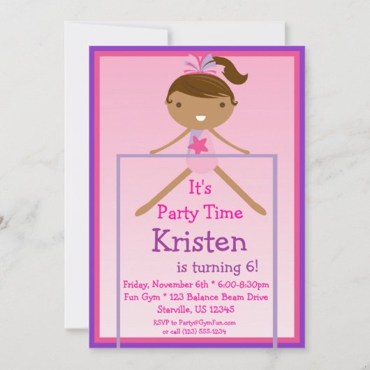 鉄棒の体育専門家の誕生日のパーティの招待状 招待状 (正面)