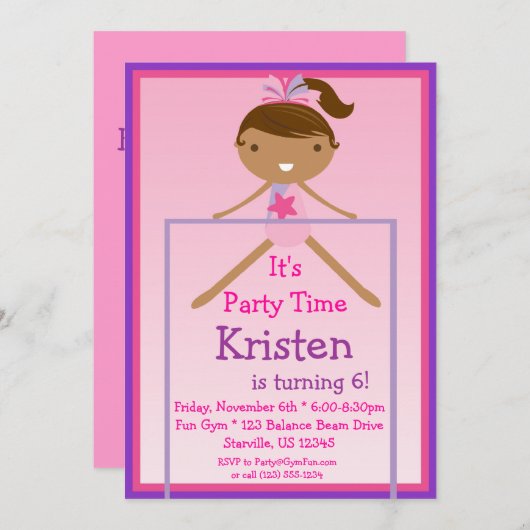 鉄棒の体育専門家の誕生日のパーティの招待状 招待状 (正面/裏面)