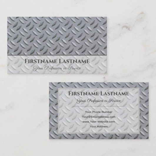 鉄無地の形金属ダイヤモンドプレート模様 名刺 (正面/裏面)