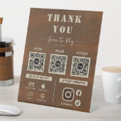 鉄素朴金属スキャン支払う3 QRコードありがとう 台座サイン (インサイチュ)