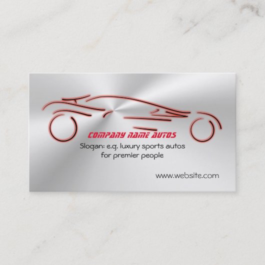 鉄製の外観、カーセールスの赤いスポーツ·オート 名刺 (正面)