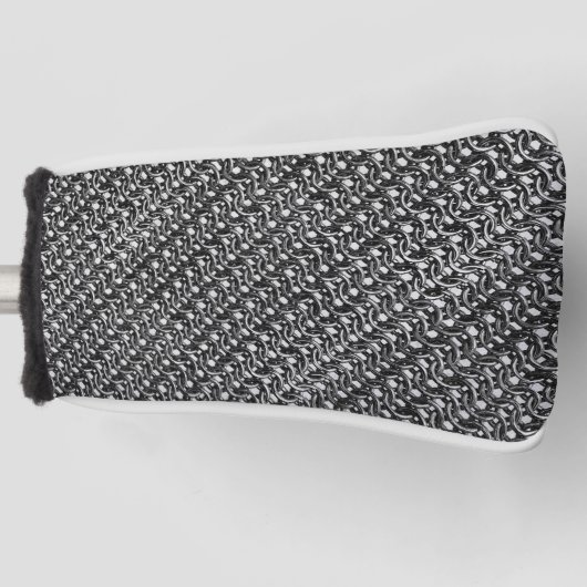 鉄製の砲丸金属の黒い鉄鎖鎧 ゴルフヘッドカバー (正面)