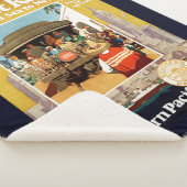 鉄道と海による日没ルートの旅行ポスター シェルパブランケット (3/4)