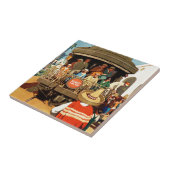 鉄道と海による日没ルートの旅行ポスター タイル (側面)