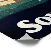 鉄道と海による日没ルートの旅行ポスター ポスター (角)