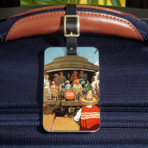 鉄道と海による日没ルートの旅行ポスター ラゲッジタグ