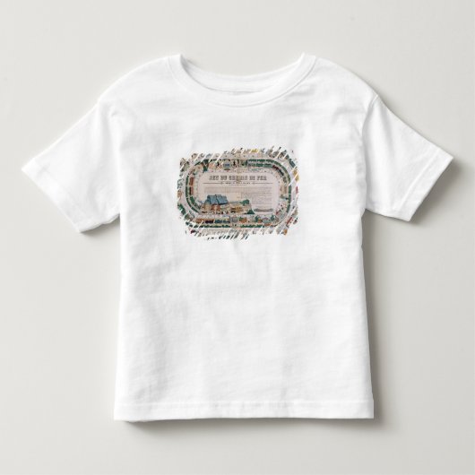 鉄道のゲームのための板、1850年 トドラーTシャツ (正面)