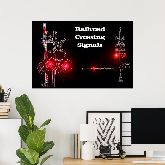 鉄道の交差点の信号ネオン ポスター (ホームオフィス)