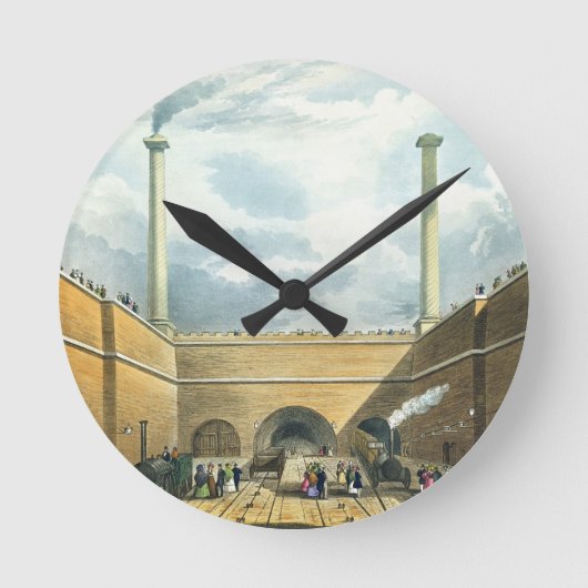 鉄道の入口はリバプールのエッジヒルにある ラウンド壁時計 (正面)