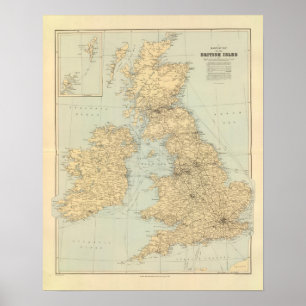 鉄道の地図、イギリス諸島 ポスター