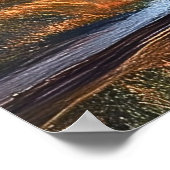 鉄道の夕日に丘を駆け上る蒸気機関車 ポスター (角)