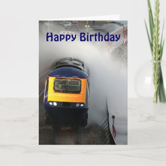 鉄道の嵐の日。ハッピーバースデー カード (正面)