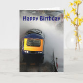 鉄道の嵐の日。ハッピーバースデー カード (黄色い花)
