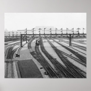 鉄道の操車場、1907年。ヴィンテージ写真 ポスター