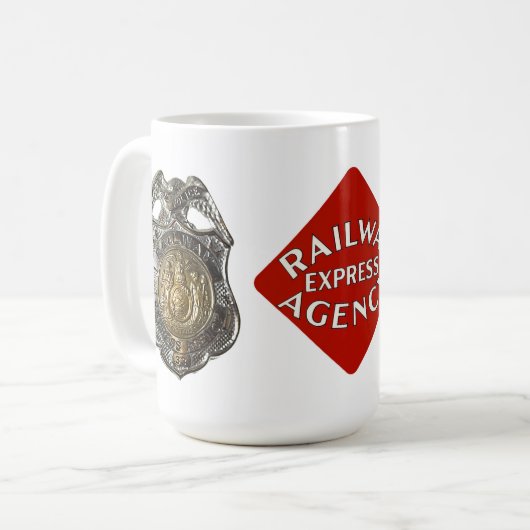 鉄道の明白な警察は記章を付けます コーヒーマグカップ (正面左)