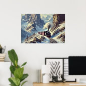 鉄道の雪山の蒸気列車 ポスター (ホームオフィス)