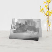 「鉄道の駅のタイプライター」誕生日カード カード (黄色い花)