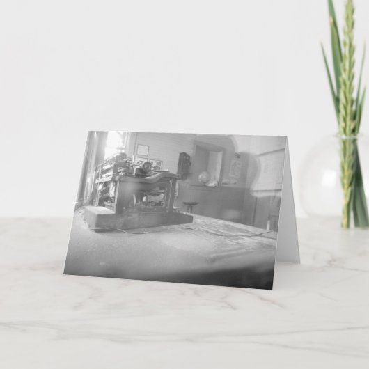 「鉄道の駅のタイプライター」誕生日カード カード (正面)