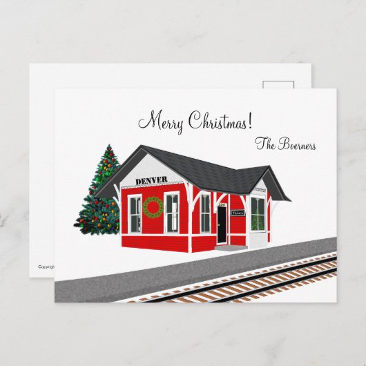 鉄道の駅 メリークリスマス ホリデー シーズンポストカード (正面/裏面)