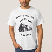 鉄道のTシャツおもしろいに気を取られる Tシャツ (正面)