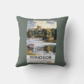 鉄道のWindsorの城のテムズイギリスのポスター クッション (裏面)