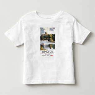 鉄道のWindsorの城のテムズイギリスのポスター トドラーTシャツ
