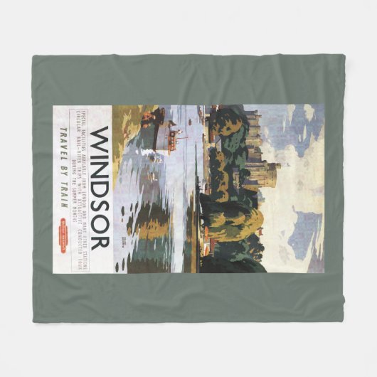 鉄道のWindsorの城のテムズイギリスのポスター フリースブランケット (正面(横))