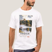 鉄道のWindsorの城のテムズイギリスのポスター Tシャツ (正面)