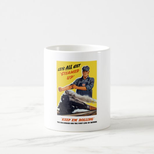 鉄道は最初の防衛線です -- 第2次世界大戦 コーヒーマグカップ (中央)