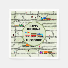 鉄道キッズトレイン&トラックペーパーナプキン スタンダードカクテルナプキン